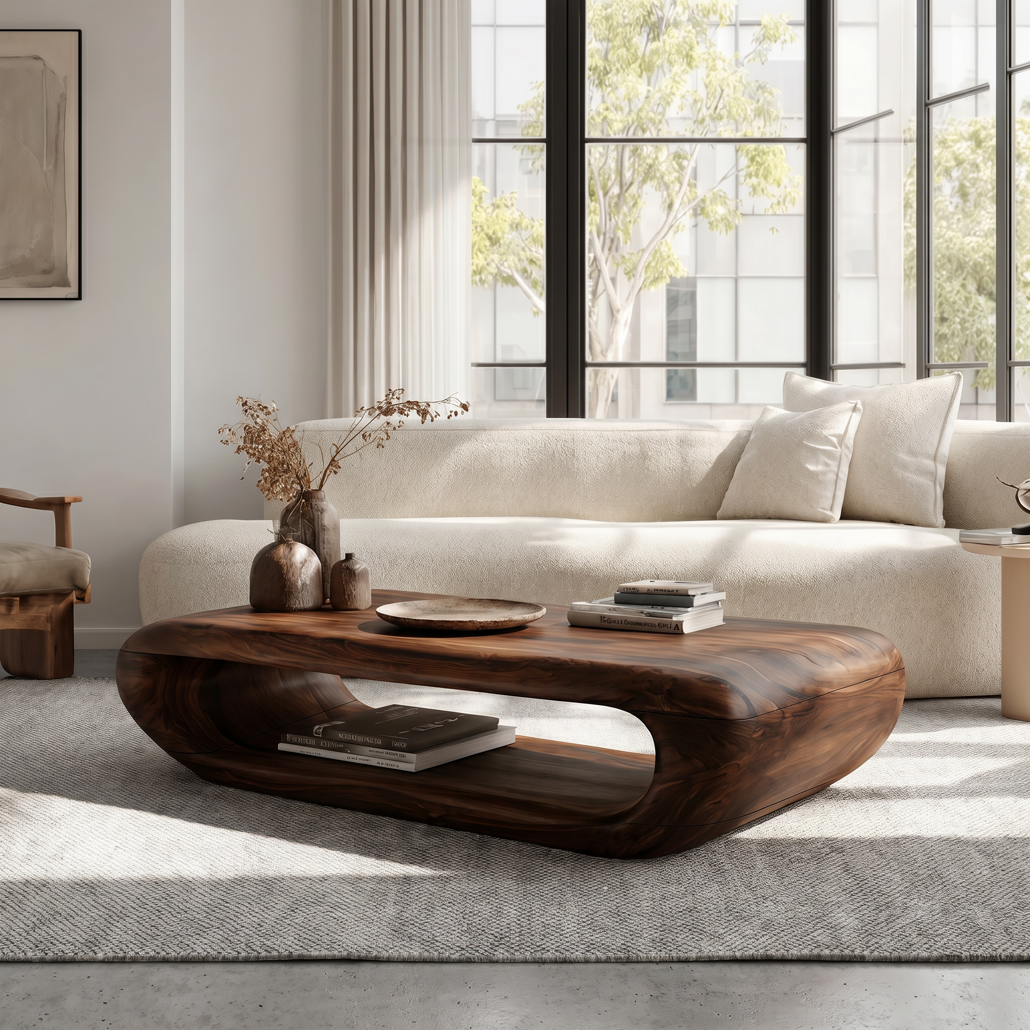 Organic Coffee Table With Open Storage For Living Room CTHCH015