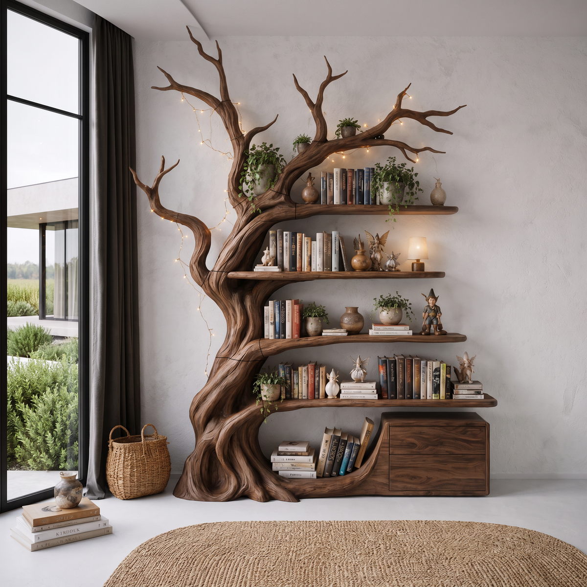 Modern Tree Bookshelf Handcrafted Branch Shelves For Home Library