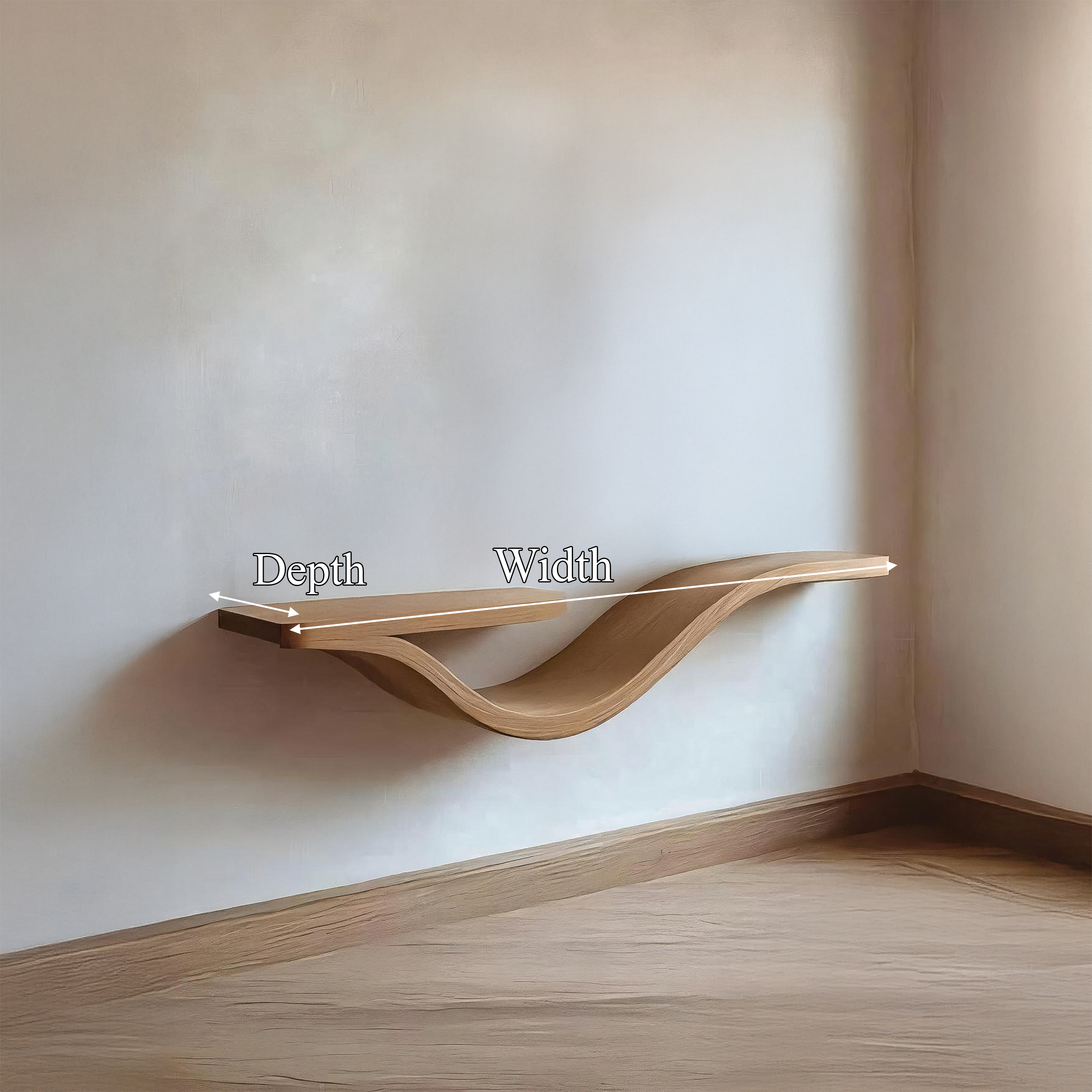 Rustic Wavy Floating Shelf Live Edge Decorative For Living Room WFSHCH001