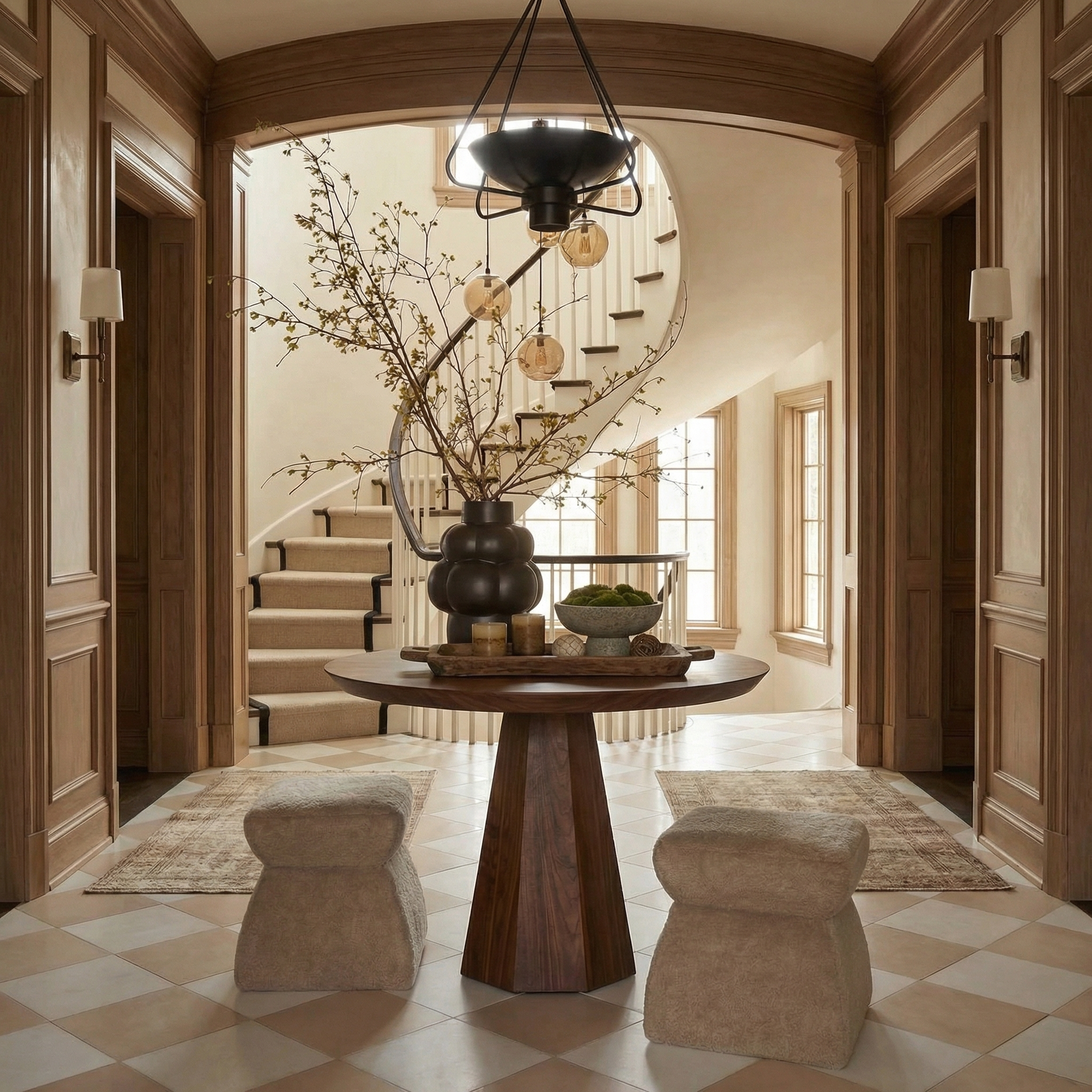 Contemporary Organic Round Entryway Foyer Table For Entryway FTHCH006