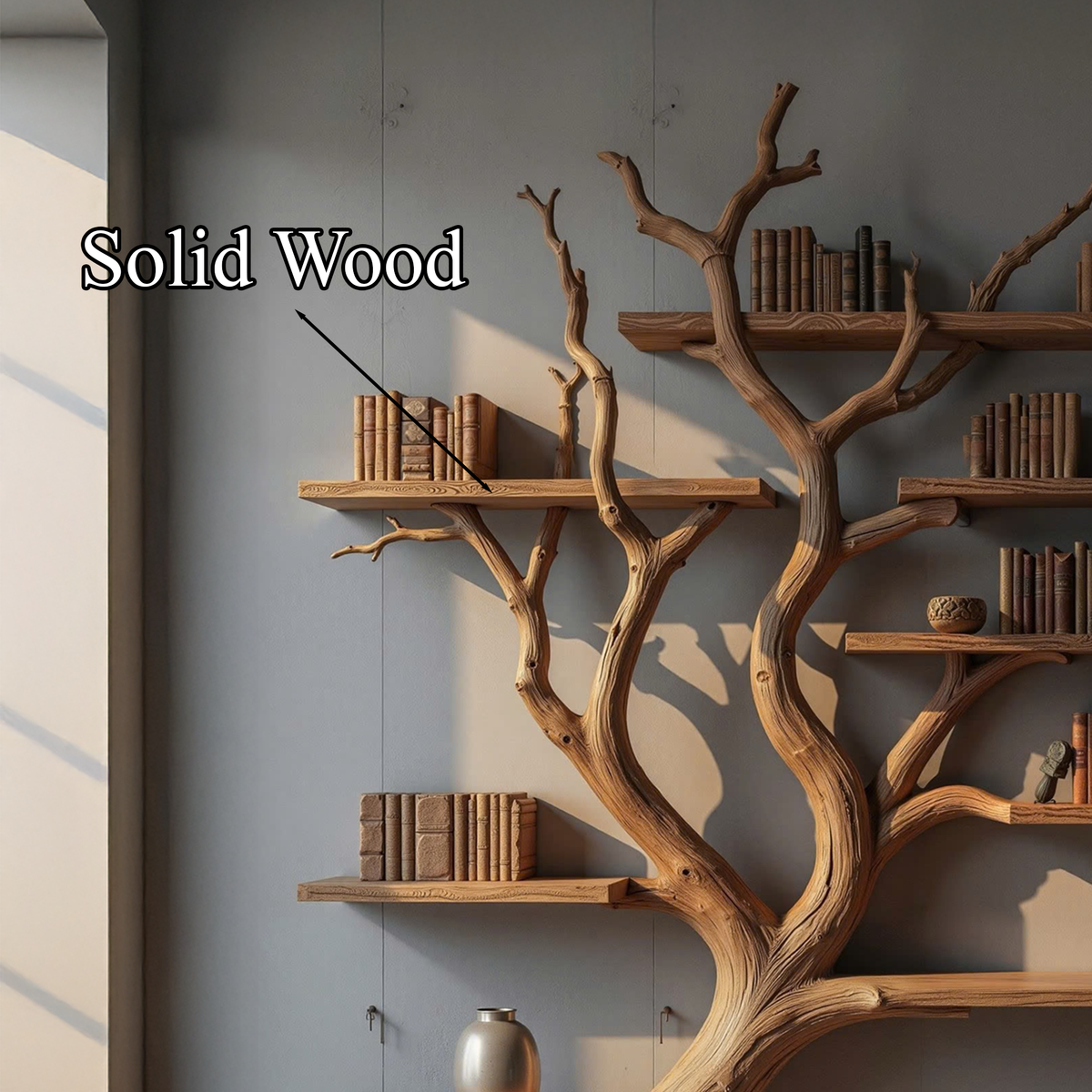 Custom Wood Shelf Tree Branch Shelf Mid Century Decor