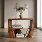 Quiet Luxury Wooden Side Table With Open Storage For Living Room ETHCH013