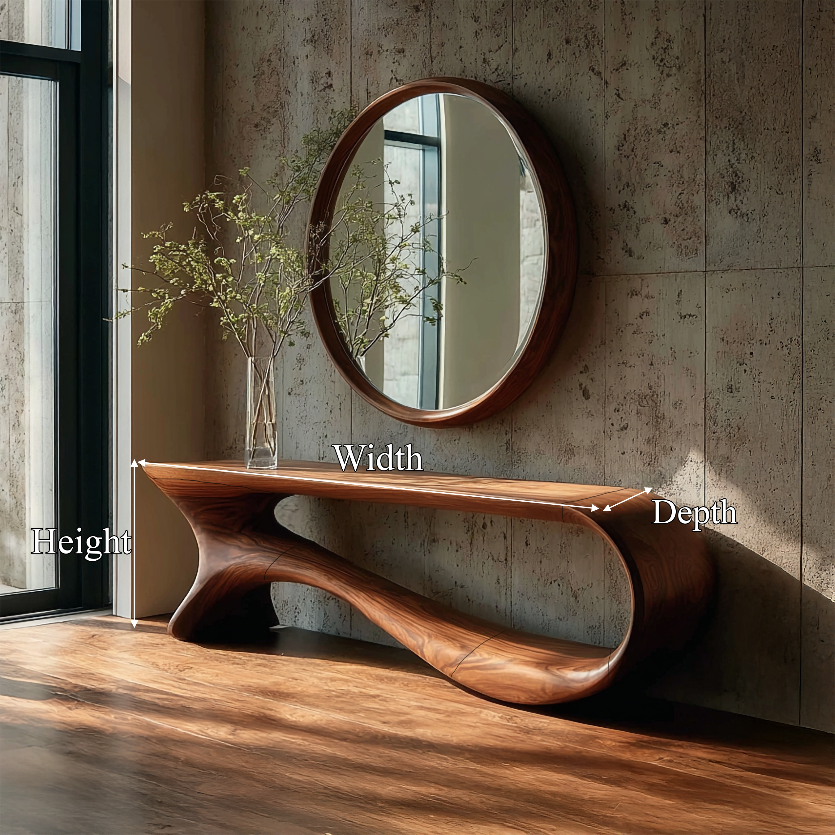 Mid Century Curved Console Table Modern Hallway Living CTHCH-011