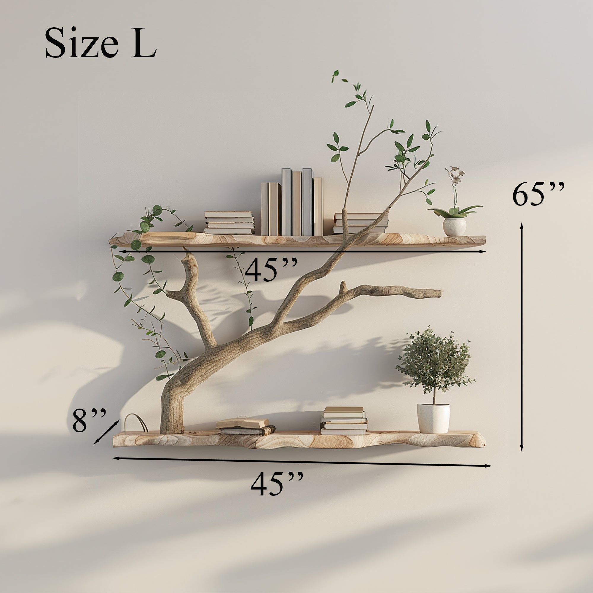 Tree Branch Driftwood Live Edge Floating Shelf Gift For Reader