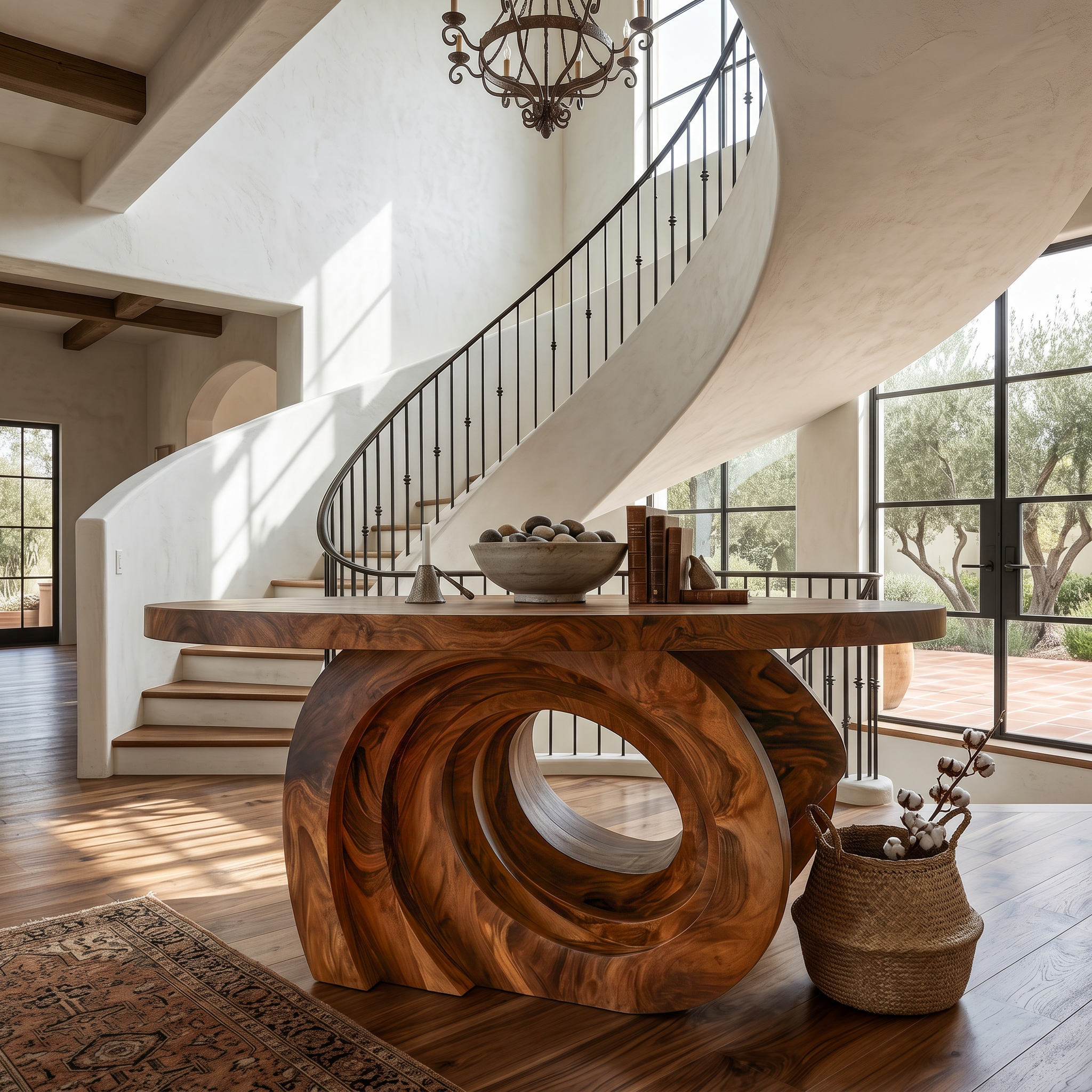 Organic Foyer Table With Pedestal Base For Entryway And Hallway FTHCH004