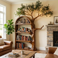 Rustic Tree Bookshelf Living Room Wall Display