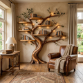 Organic Tree Bookshelf Living Room Interior Sculptural Wall Display