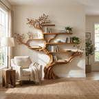 Modern Organic Living Room Interior Flowing Sculptural Wall Feature