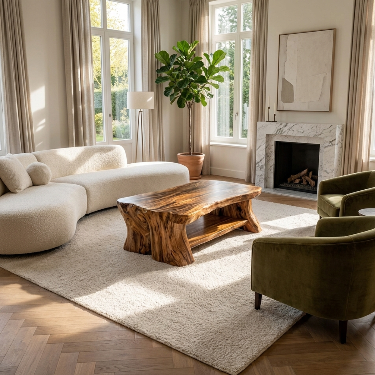 Reclaimed Slab Wood Coffee Table Living Room CTHCH018