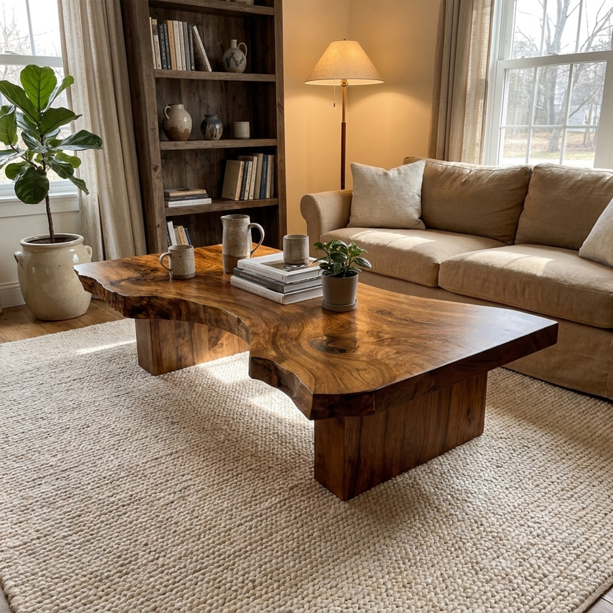Rustic Sculptural Coffee Table Modern Living Room Display CTHCH020