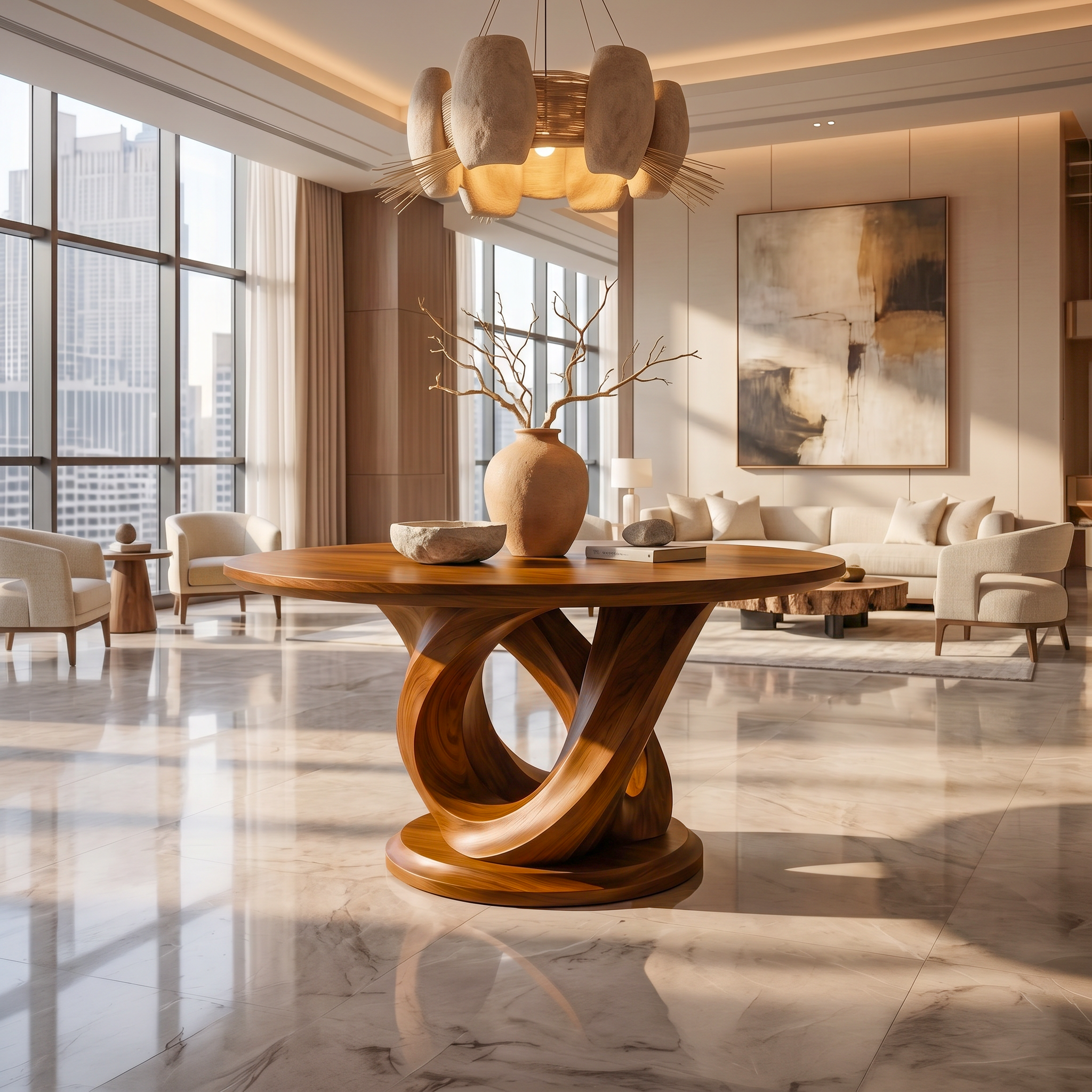 Modern Foyer Table Handcrafted Sculptural Base For Entryway FTHCH018