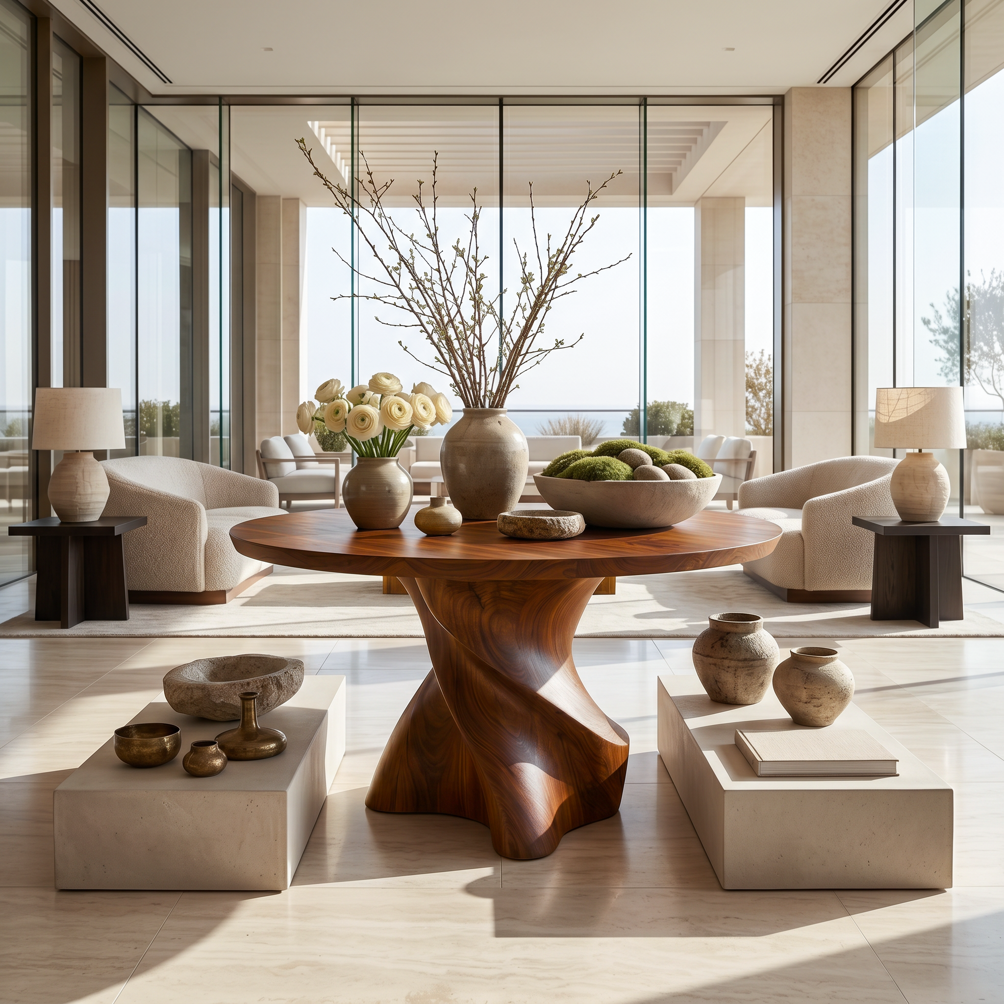 Organic Modern Foyer Table Handcrafted Freeform Design For Luxury Entryway FTHCH016