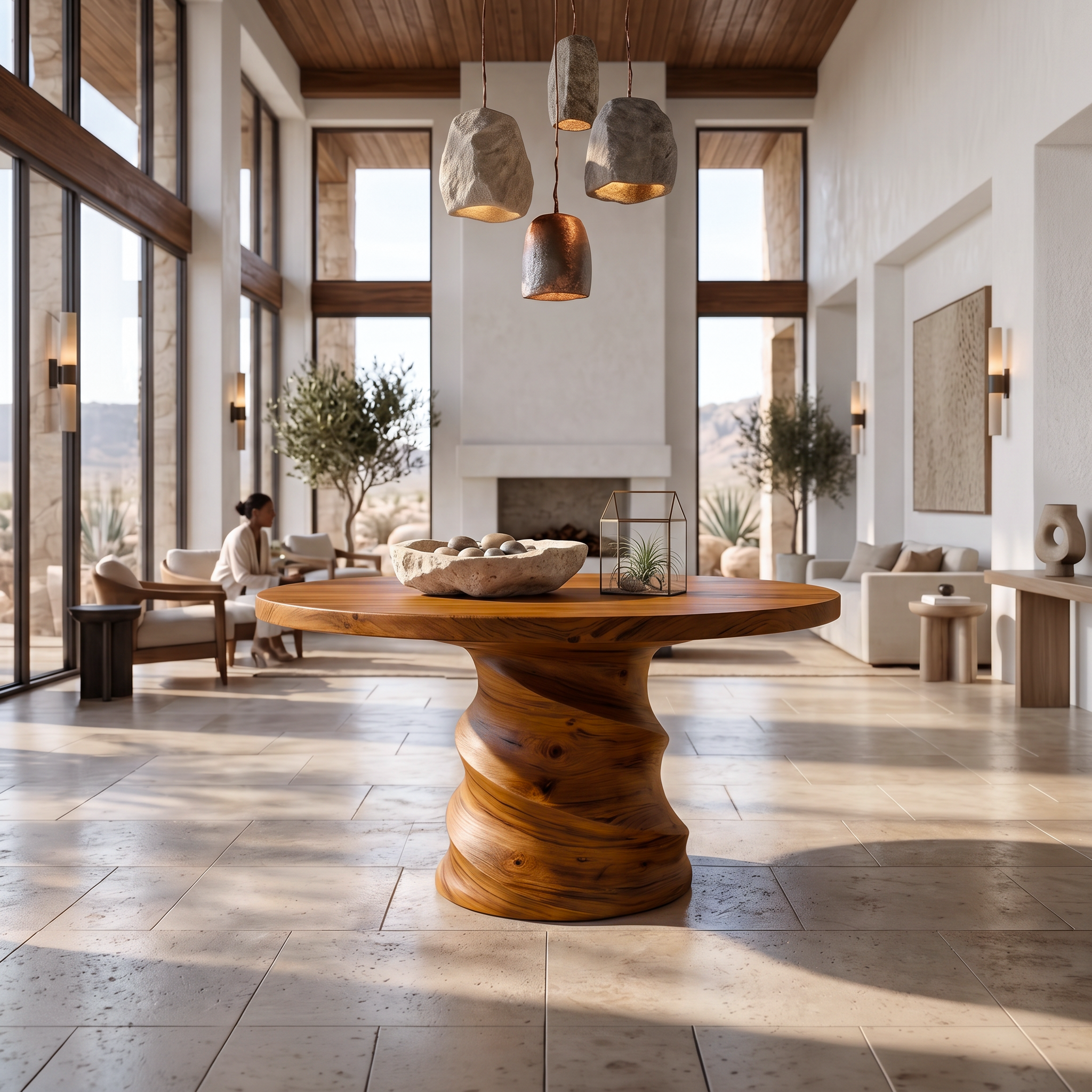 Organic Foyer Table With Sculptural Spiral Design For Foyer And Entryway FTHCH015