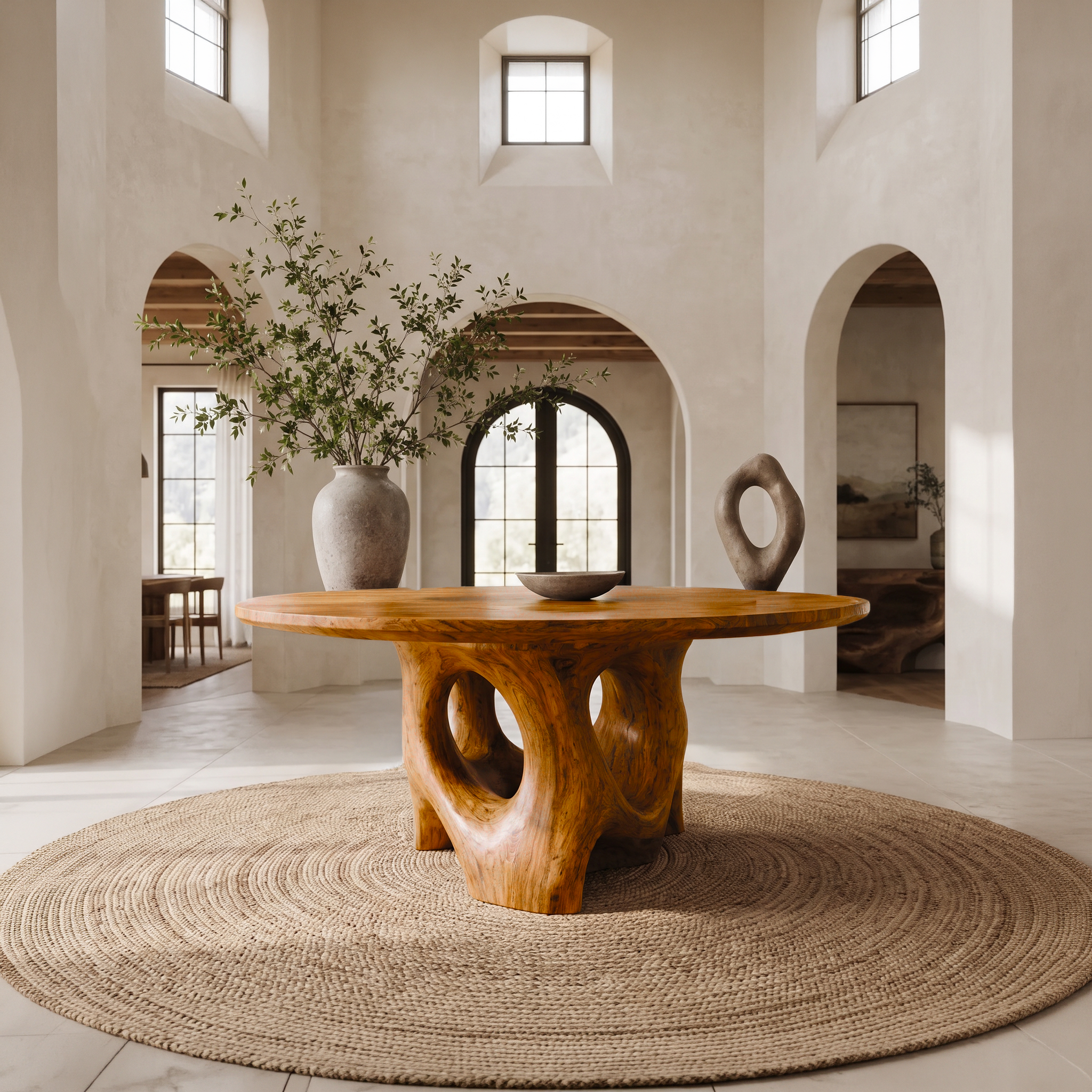 Natural Foyer Center Table With Organic Spiral Form For Entryway And Living Room FTHCH011
