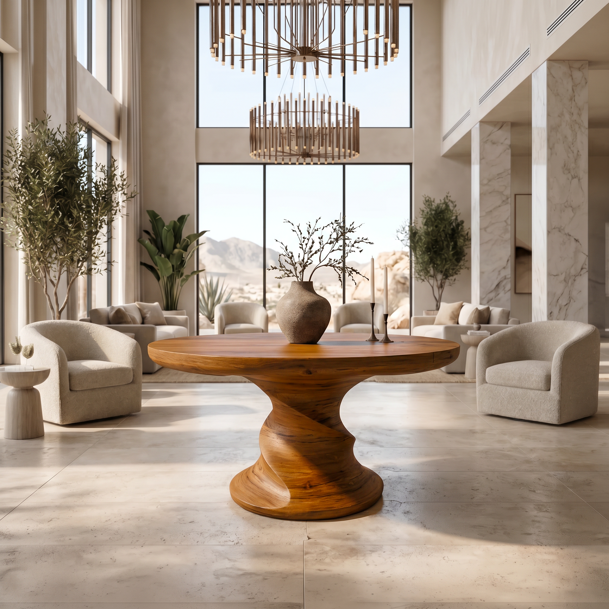 Contemporary Center Table With Flowing Curved Design For Foyer And Hallway FTHCH010