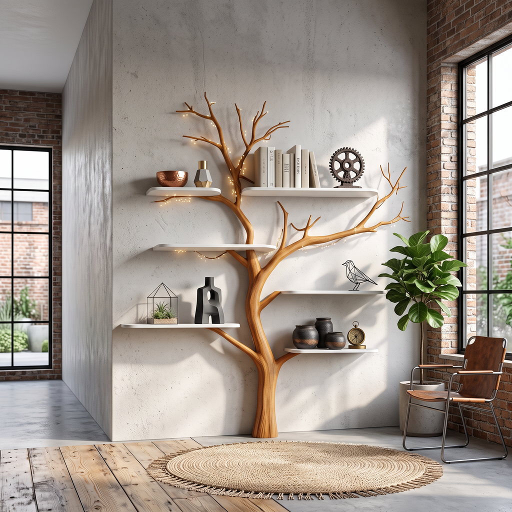Midcentury Tree Bookshelf Nursery Bedroom