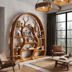 Organic Tree Bookshelf With Arched Branch Design For Living Room And Home Office