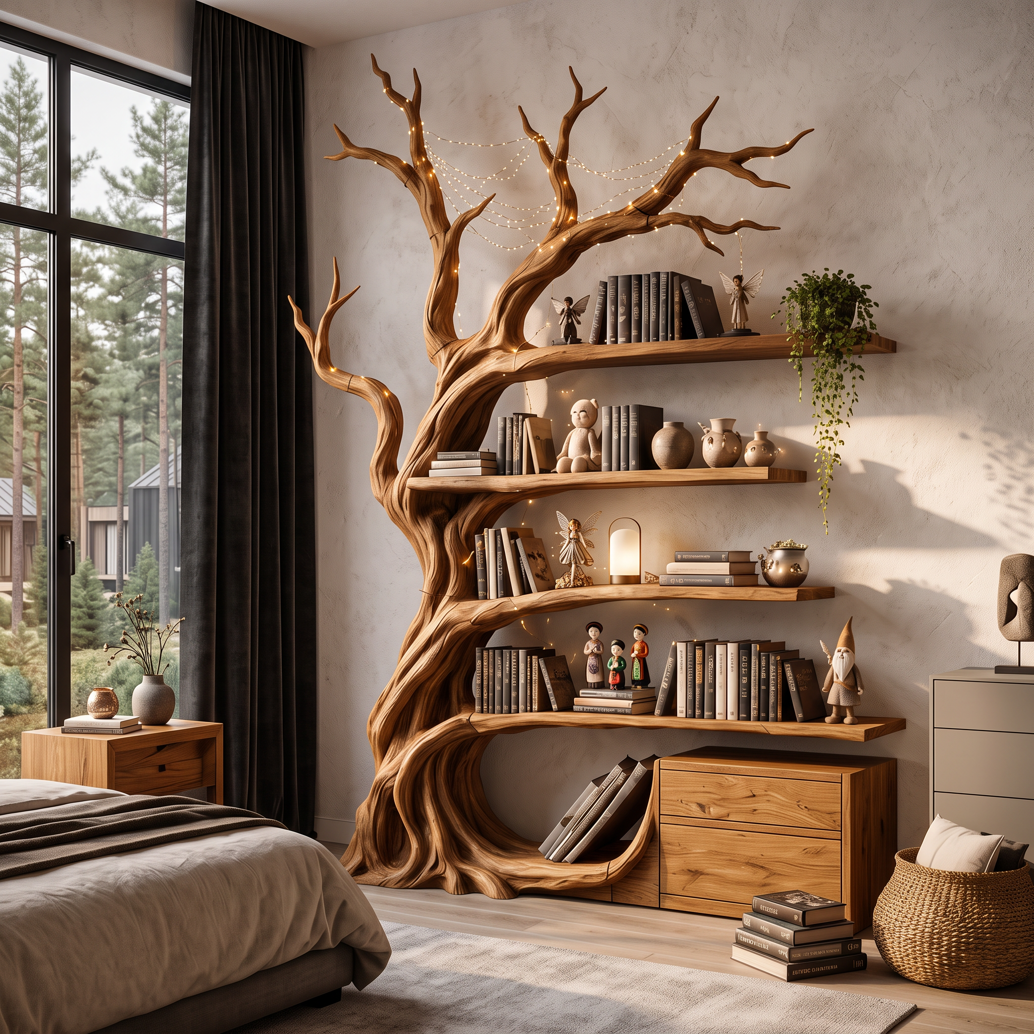Modern Tree Bookshelf Handcrafted Branch Shelves For Home Library