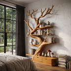 Sculptural Tree Bookshelf Handcrafted Tree Branch Design For Home Office SINLHATB769