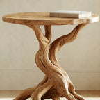 Rustic Round End Table Solid Wood End Table ETHCH017
