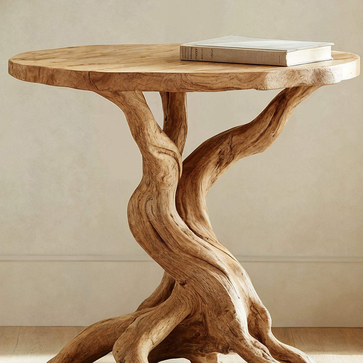 Rustic Round End Table Solid Wood End Table ETHCH017