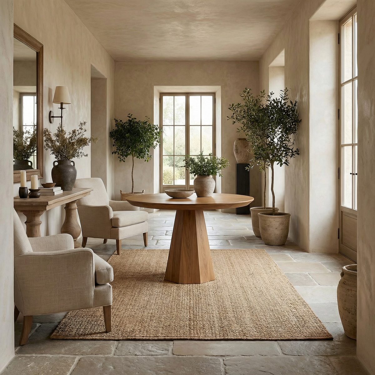 Contemporary Organic Round Entryway Foyer Table For Entryway FTHCH006