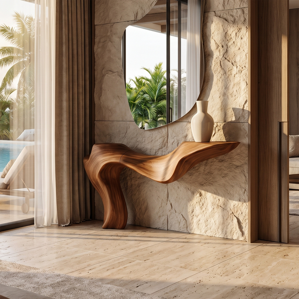 Rustic Live Edge Console Table for Entryway CTHCH-003