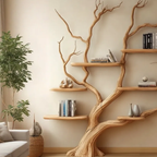 Rustic Wall Mounted Branch Tree For Living Room