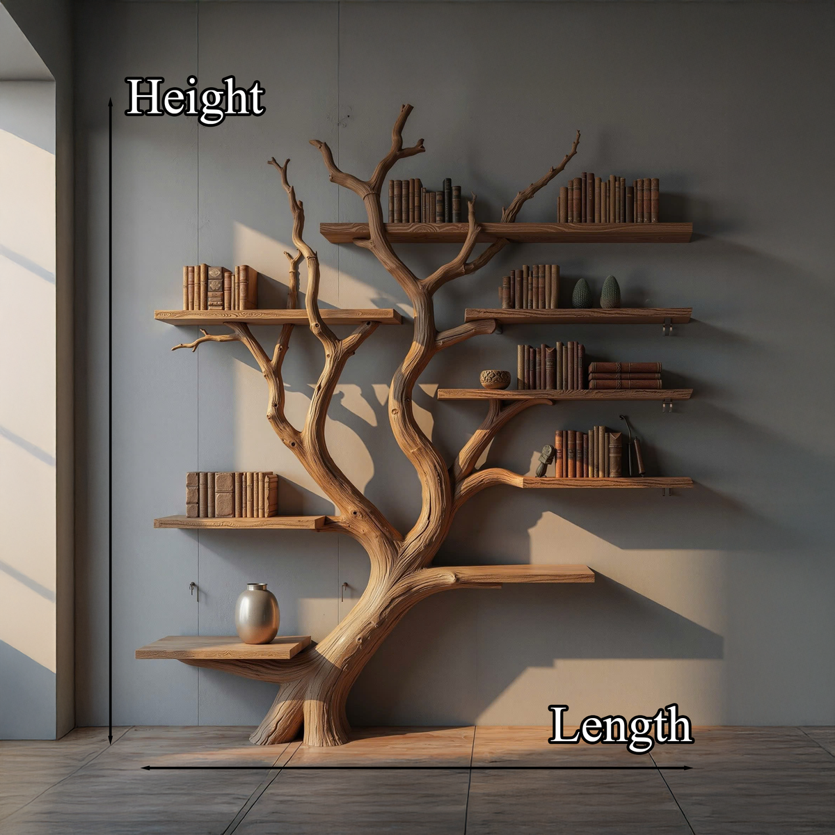 Custom Wood Shelf Tree Branch Shelf Mid Century Decor