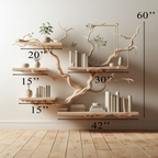 Tree Books Shelf Decor Solid Wood Carving