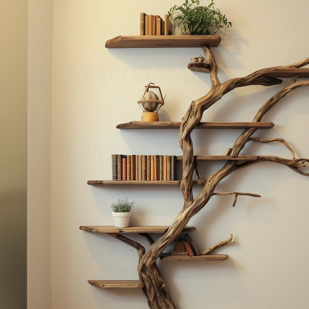 Narrow Wild Mulberry Wood Tree Shelf On Wall Mount Seasonal Celebrations