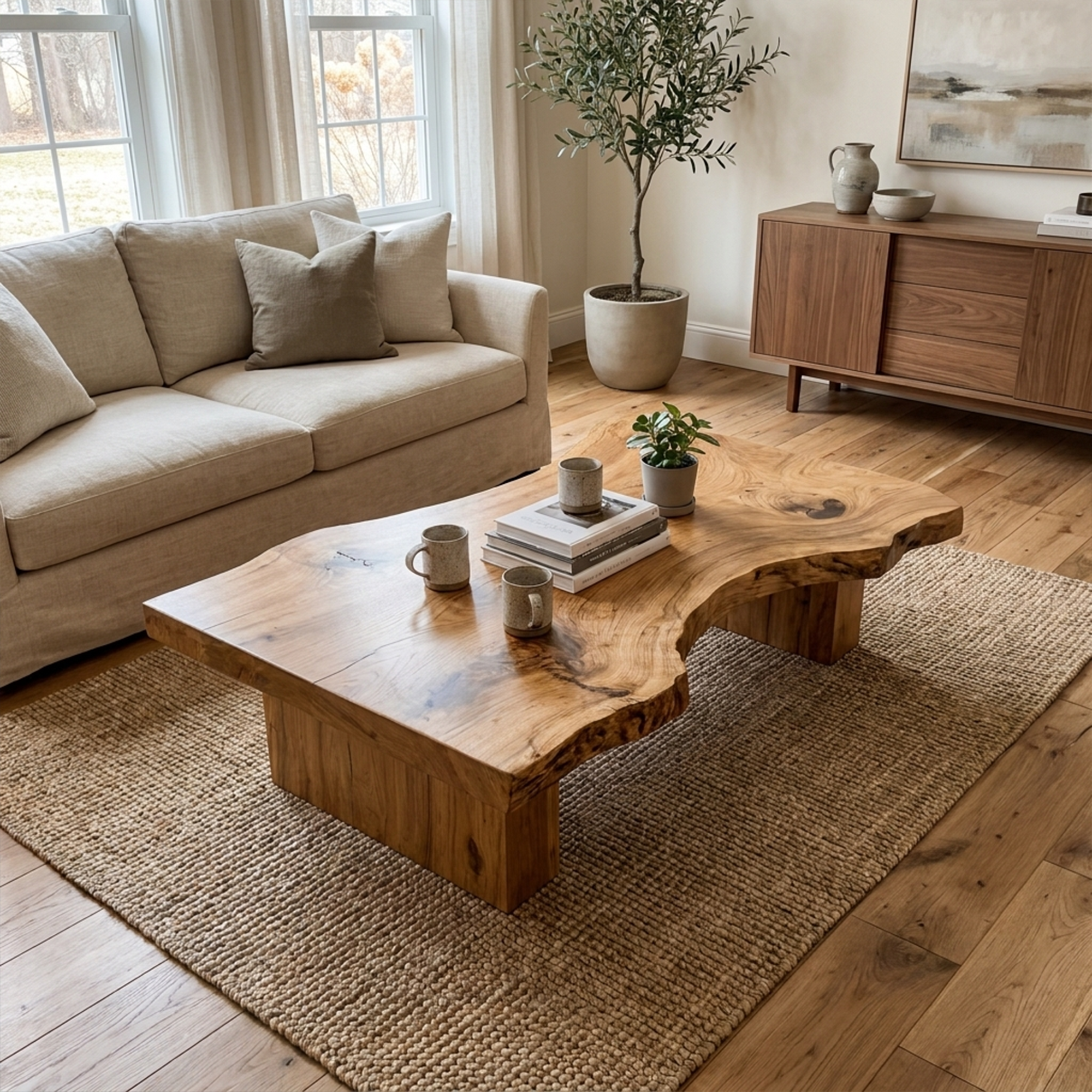 Rustic Sculptural Coffee Table Modern Living Room Display CTHCH020