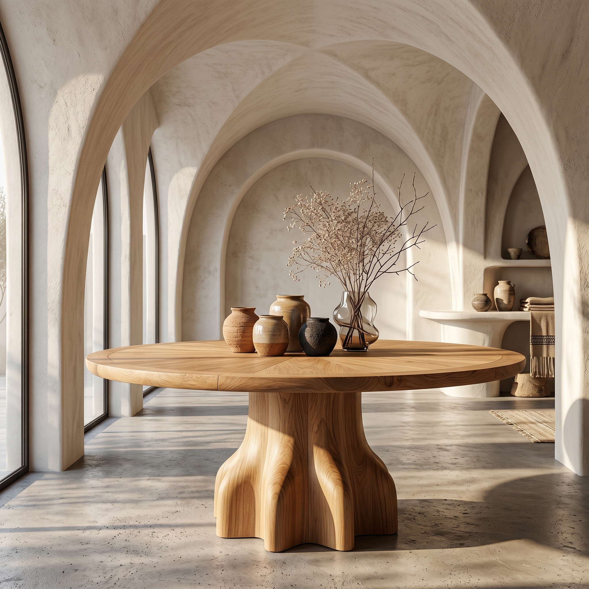Rustic Foyer Table With Handcrafted Solid Wood Pedestal Base For Entryway And Hallway FTHCH024