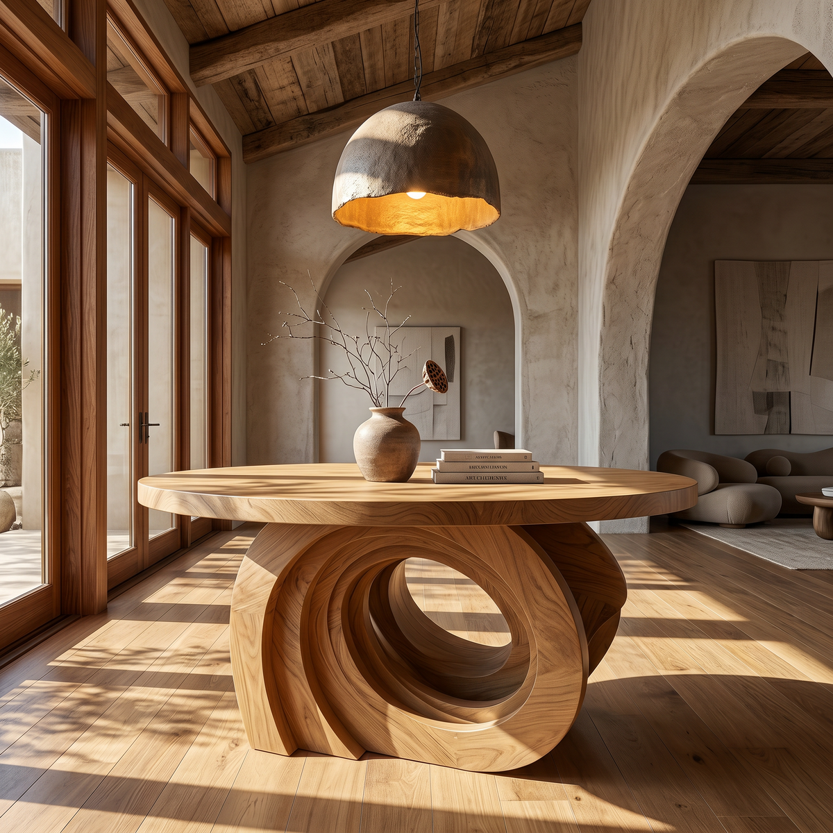 Organic Foyer Table With Pedestal Base For Entryway And Hallway FTHCH004