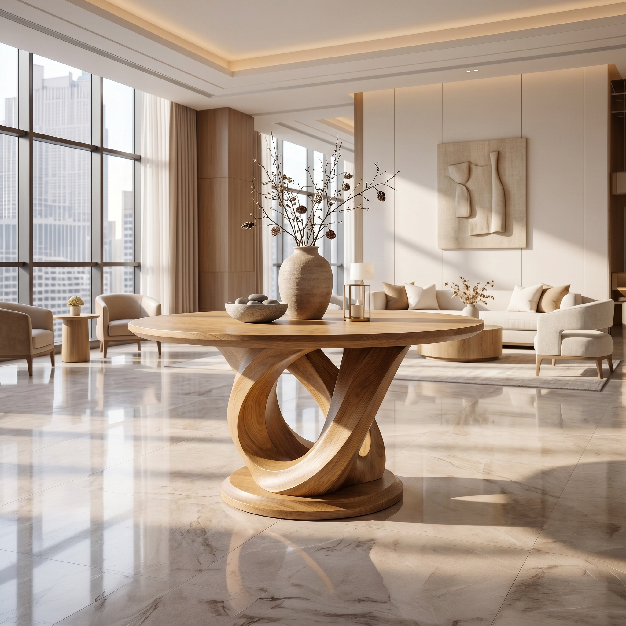 Modern Foyer Table Handcrafted Sculptural Base For Entryway FTHCH018