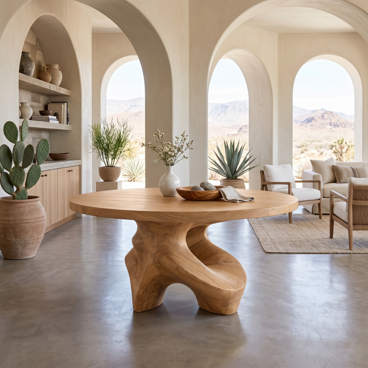 Minimalist Foyer Table Handcrafted Organic Base For Entryway FTHCH017