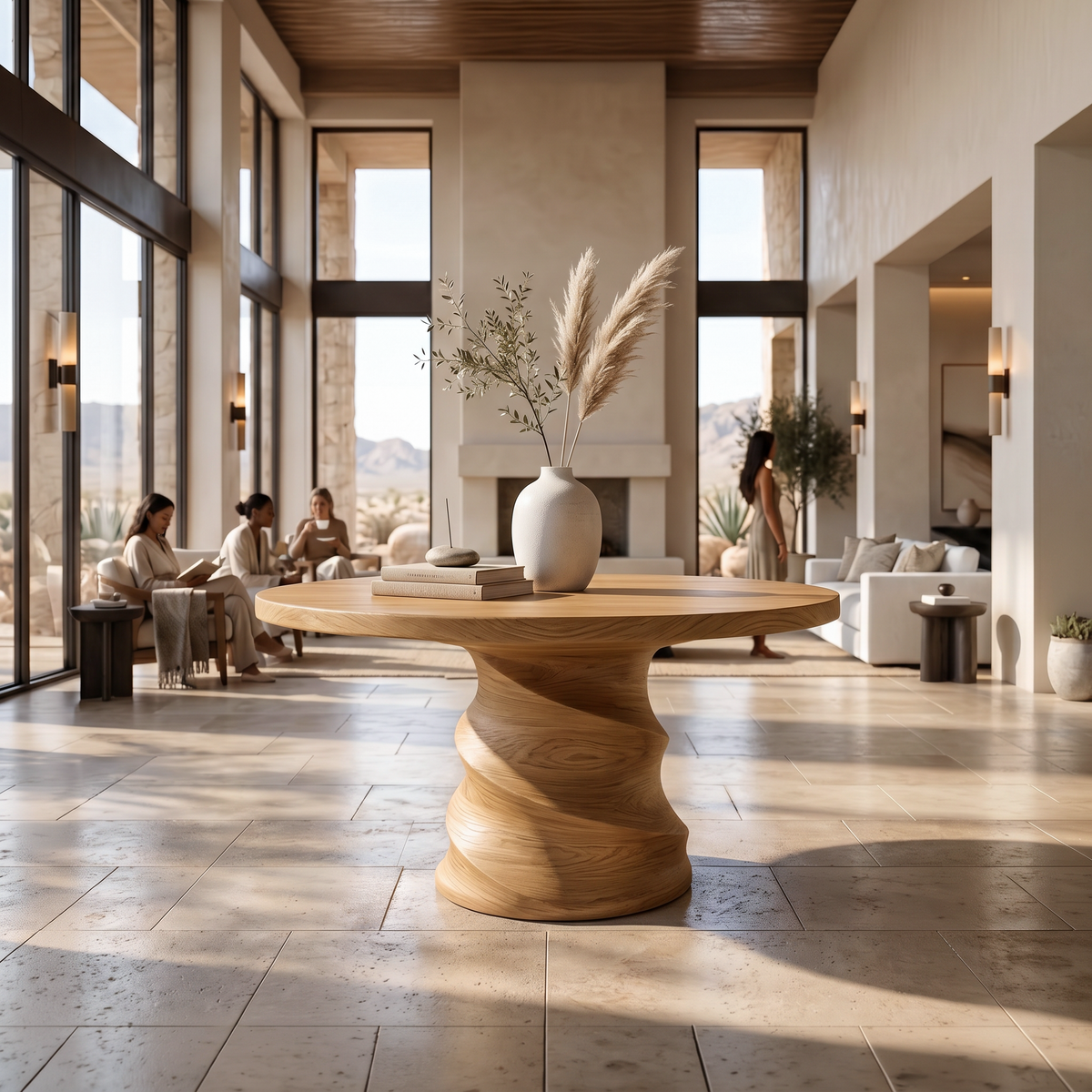 Organic Foyer Table With Sculptural Spiral Design For Foyer And Entryway FTHCH015