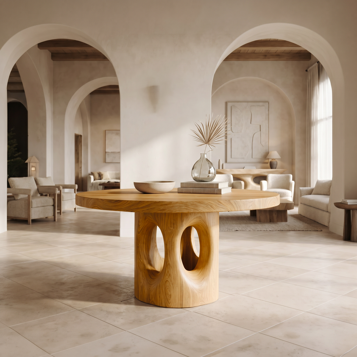 Rustic Foyer Center Table With Tree Stump Inspired Design For Entryway And Foyer FTHCH012