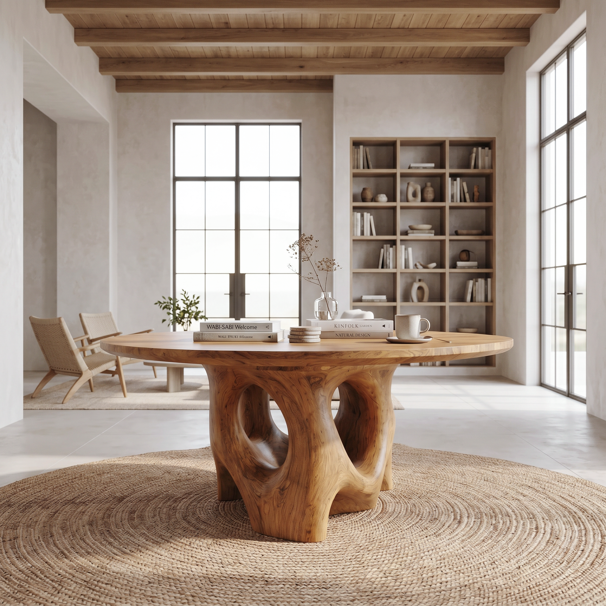 Natural Foyer Center Table With Organic Spiral Form For Entryway And Living Room FTHCH011