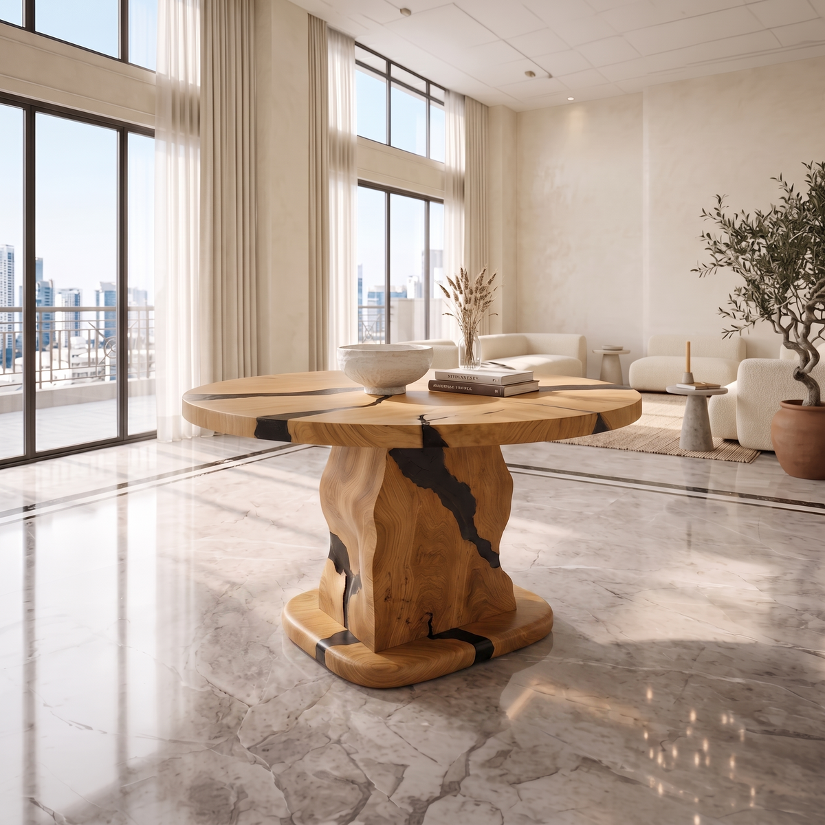 Rustic Foyer Table Handcrafted Solid Wood Design For Entryway FTHCH016