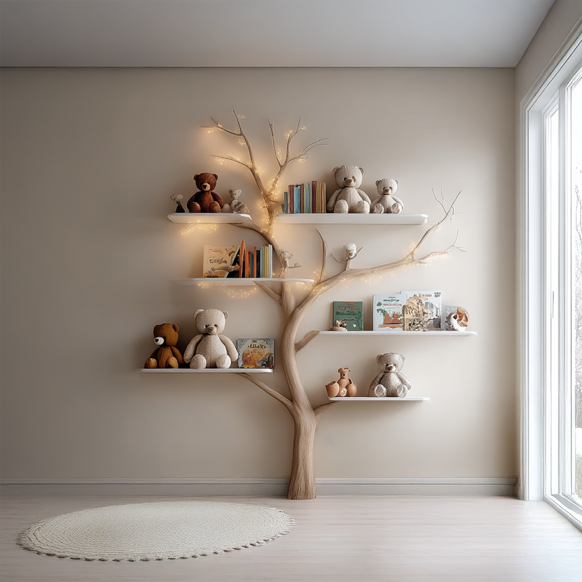 Midcentury Tree Bookshelf Nursery Bedroom