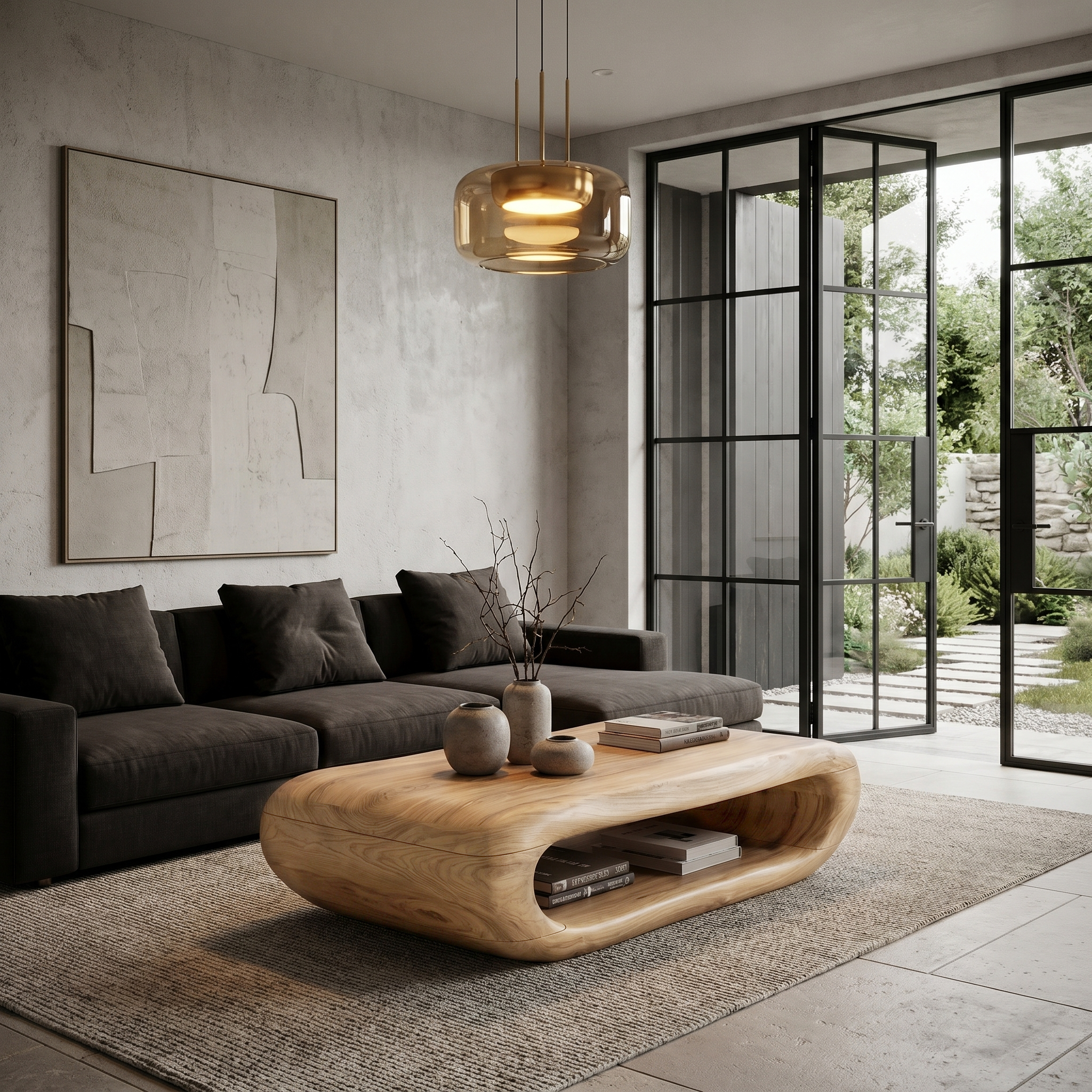 Organic Coffee Table With Open Storage For Living Room CTHCH015