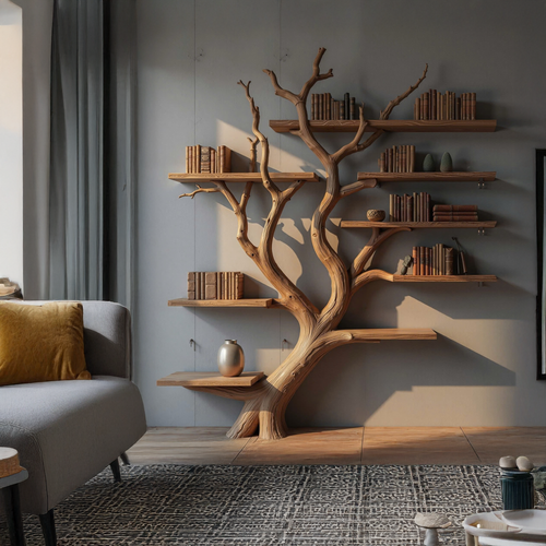 Custom Wood Shelf Tree Branch Shelf Mid Century Decor