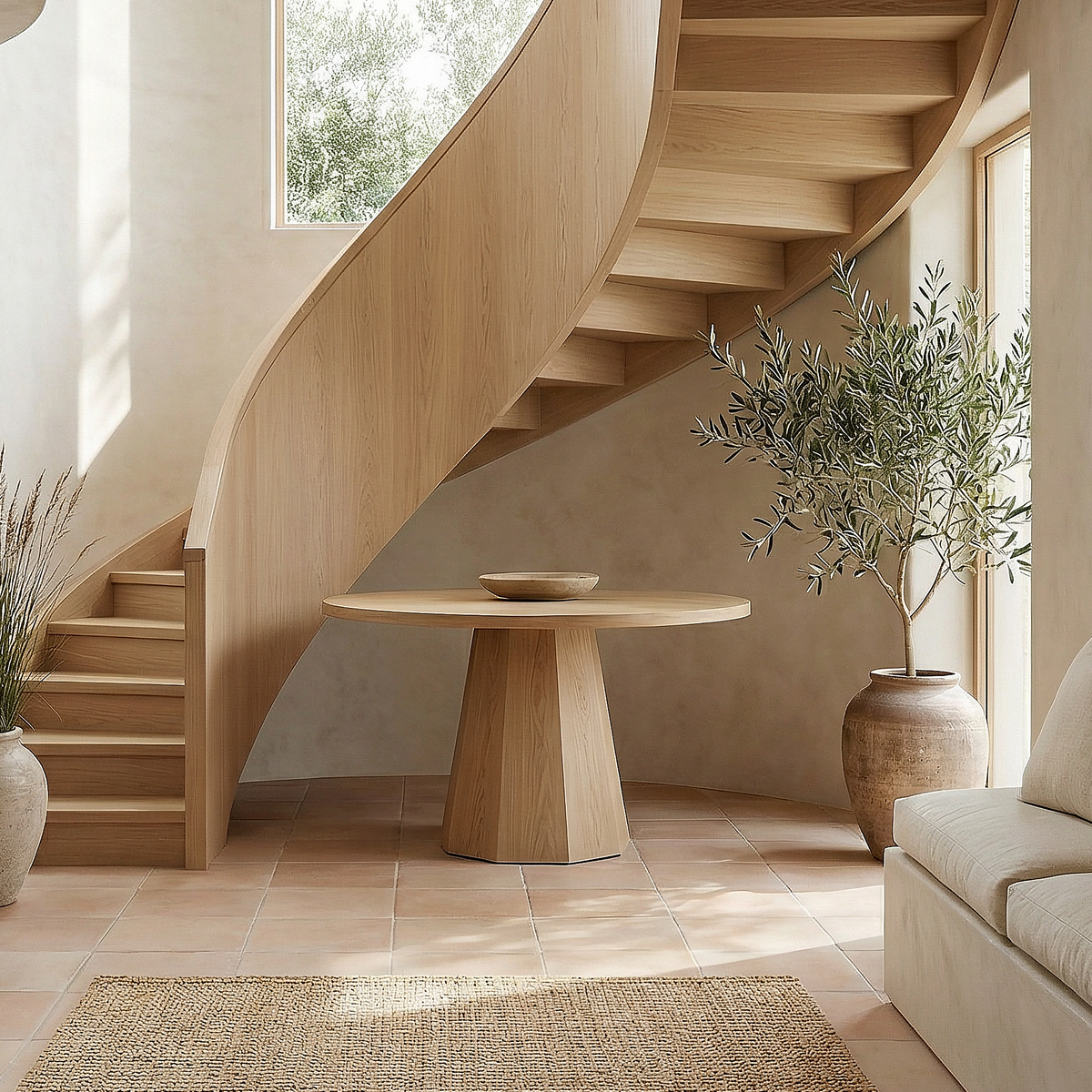 Contemporary Organic Round Entryway Foyer Table For Entryway FTHCH006