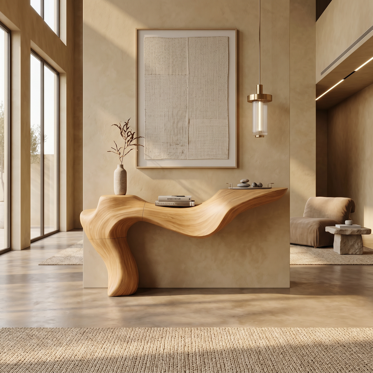 Rustic Live Edge Console Table for Entryway CTHCH-003