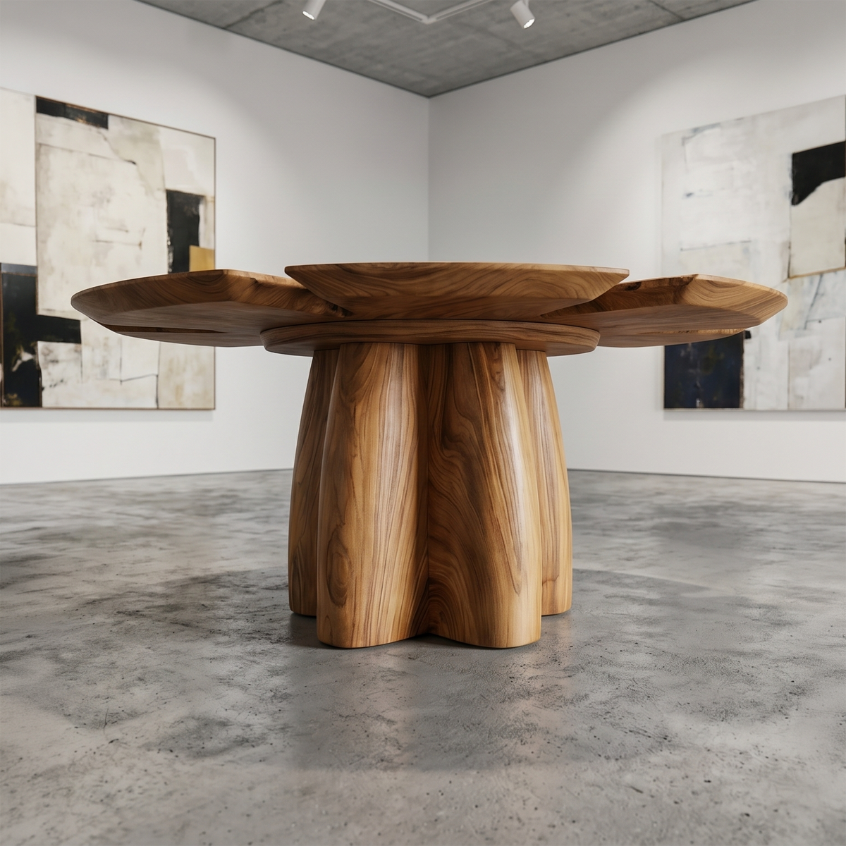 Modern Foyer Table With Sculptural Solid Wood Pedestal Base For Entryway And Hallway FTHCH023