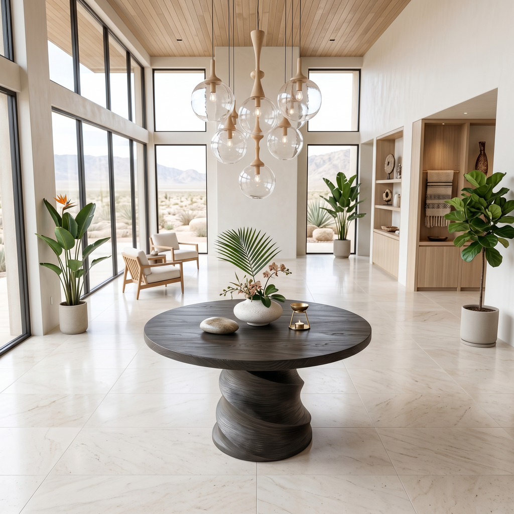 Organic Foyer Table With Sculptural Spiral Design For Foyer And Entryway FTHCH015
