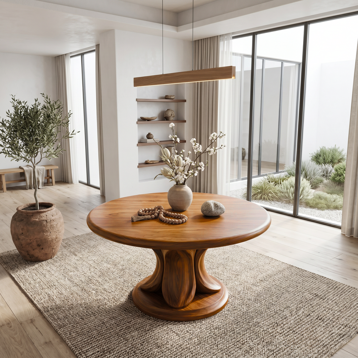 Modern Round Console Table With Twisted Architectural Form For Entryway And Living Room FTHCH013