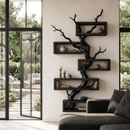 Modern Tree Branch Display Shelf With Floating Shelves For Home