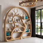 Organic Tree Bookshelf With Arched Branch Design For Living Room And Home Office